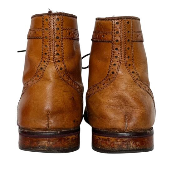 Vintage Johnston & Murphy Wingtip Boots Brown Leather Brogue Size 8